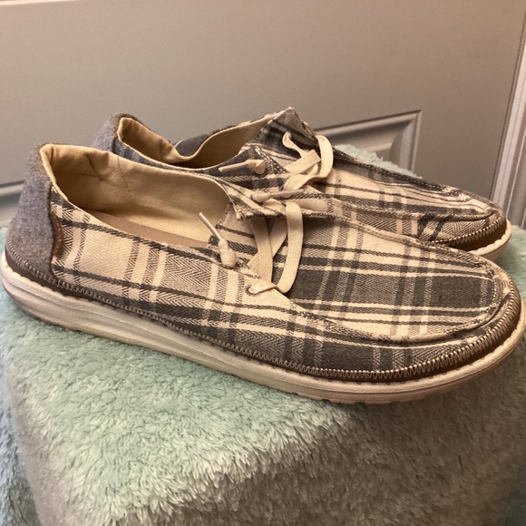 Women’s Hey Dude Wendy Plaid Grey shoes Size 11 - Picture 1 of 8